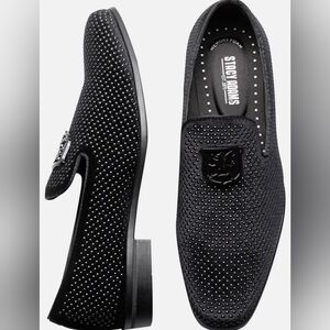 Stacy Adams Big Boys Black & Silver Studded Slip-on Loafers Size 4M